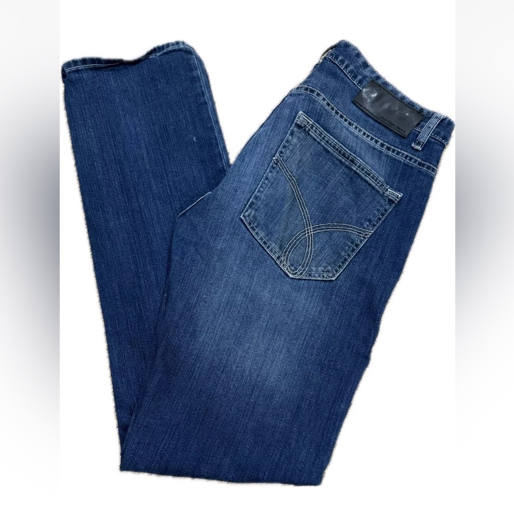 CALVIN KLEIN JEANS Women’s Denim Blue Jeans Straight Leg Mid Rise SIZE 30 X 32